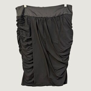 Ronen Chen Black Ruched Draped Pencil Skirt Size 3 Viscose Blend Made in Israel
